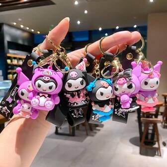 Sanrio 1pc Kuromi Series Keychain Cute Anime Doll Key Chain Ring Bag Backpack Charm Car Key Pendant Women Daily Use Gift Car Accessories Bag Charm Backpack For School Cartoon Goth Y2k Bag Accessories Lanyards With Id Holder Car Accessories Bag Charms