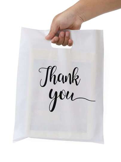 20/50 件/包派对礼品玫瑰红色可重复使用礼品袋，印有“谢谢”字样，圣诞节