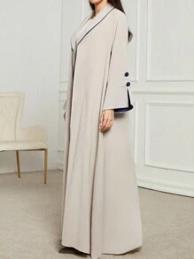 Women's Spring Open Front Long Sleeve Loose Knit Long Modest Robe Abaya