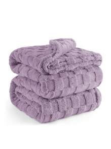 Queen Size Fleece Blanket For Bed - Soft Cozy Fleece Tufted Blanket, Thick Warm Fleece Blanket For Winter, Suitable For Christmas And New Year Gifts (200x220cm) - 紫色的 - 查看 5