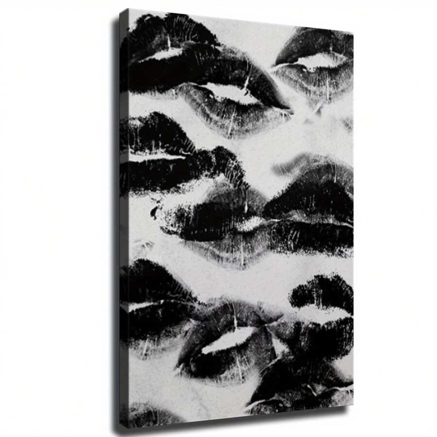 Lipstick Kiss Poster Fashion Wall Decoration Black And White Chic Love Wall Decoration 1970s Hipster Vintage Art Printing Fashion Funny Summer Party Atmosphere, 1 Oil Painting In Wood Frame (3) Thickness 2.25cm/0.9Inch, High Quality Wall Painting Poster, Direct Wall Painting, Home Gift Decoration, Room Decoration Aesthetics, Wall Decoration Art, Christmas Gift, Christmas Decoration, Perfect Gift, Living Room, Bath Room, Bedroom, Kitchen, Room Decoration, Trump, Wall Art, Wall Decoration, Fig, Decorations Customs Clearance, Art Bedroom Poster Wall Art Cleaning Activities Closed