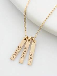 1PC A Variety Of Styles, Engraved With Multiple Names Vertical Strip Necklace, Exquisite Strip Necklace, Suitable For Mother's Day Gift, The Best Gift For Family And Friends, Suitable For All Occasions.