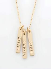 1PC A Variety Of Styles, Engraved With Multiple Names Vertical Strip Necklace, Exquisite Strip Necklace, Suitable For Mother's Day Gift, The Best Gift For Family And Friends, Suitable For All Occasions.