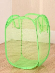 Mesh Pop Up Square Laundry Basket Storage Toy Organizer Bag Collapsible Clothes Baskets For Dorm - Pink - View 13