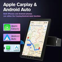 Haudio 10.1 Inch Car Stereo, Rotatable Touch Screen Single Din Car Radio, 2G+32G Carplay And Android Auto, Android 13/Hi-Fi/Mirrorlink/EQ Audio/Bluetooth 4.2/SWC/GPS Navigation/AM/FM, Vertical Car Stereo With AHD Backup Camera - Black - View 2