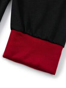 Conjunto de pijama navideño para hombre a juego, camiseta de manga larga con estampado de letras y pantalón de cuadros. - Negro - Ver 7