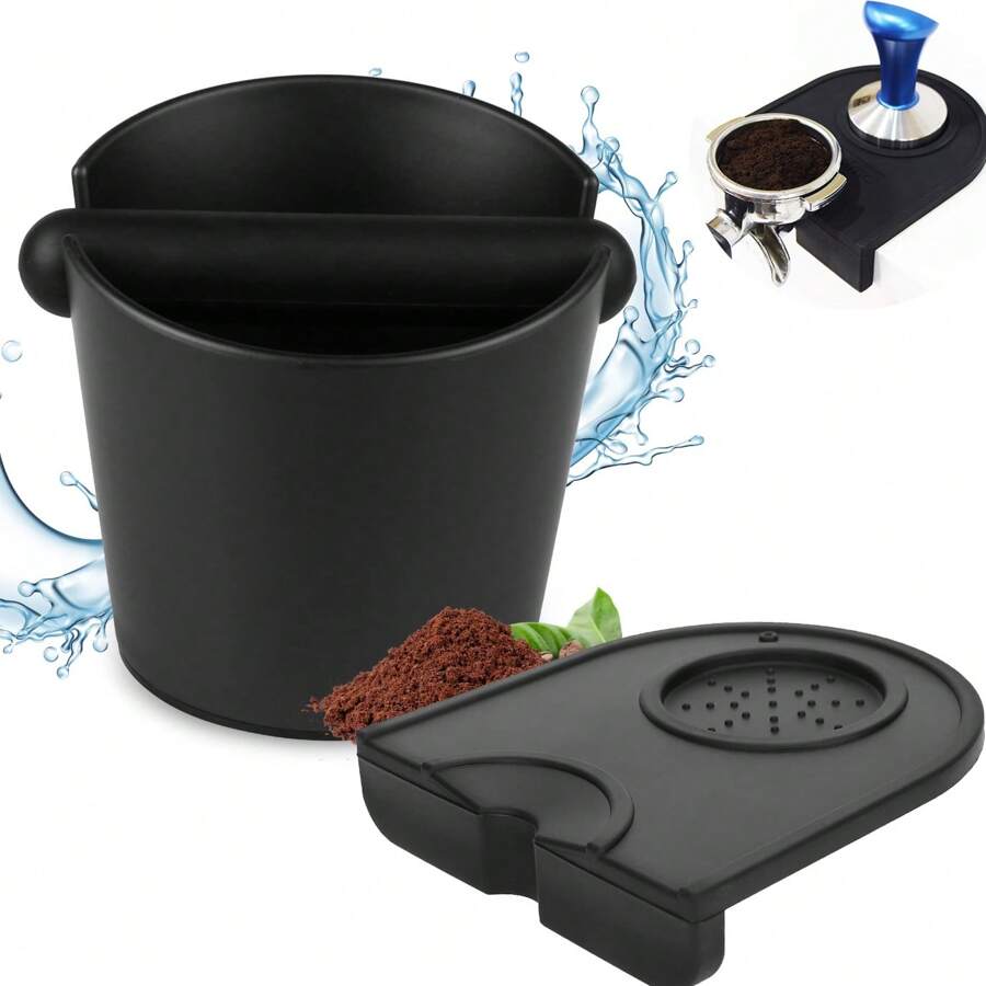 IKAPE Kaffeewaage-Schale Mit Zerstäuber-Set – 2-teiliges Espresso-Zubehör, Schwarz, Kompakt – Für Gleichmäßige Bohnenverteilung Und Befeuchtung Vor Dem Brühen