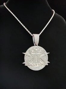 1pc Creative KING OF KINGS Letter Shape Pendant Necklace, Hip-Hop Pendant Necklace, Suitable For Party Or Daily Wear, 2 Chain Styles Available - Silver - View 5