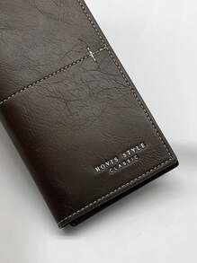 HOVI'S 时尚商务复古简约长款男士钱包大容量多卡位日常通勤旅行钱包圣诞假期钱包复古包男士包男士礼物旅行必备品爸爸礼物男士钱包手拿包手包男士钱包情人节钱包节日必备品男士贴纸包冬季棕色包情人节礼物男士情人节礼物复古校园运动生活 - 棕色 - 查看 2