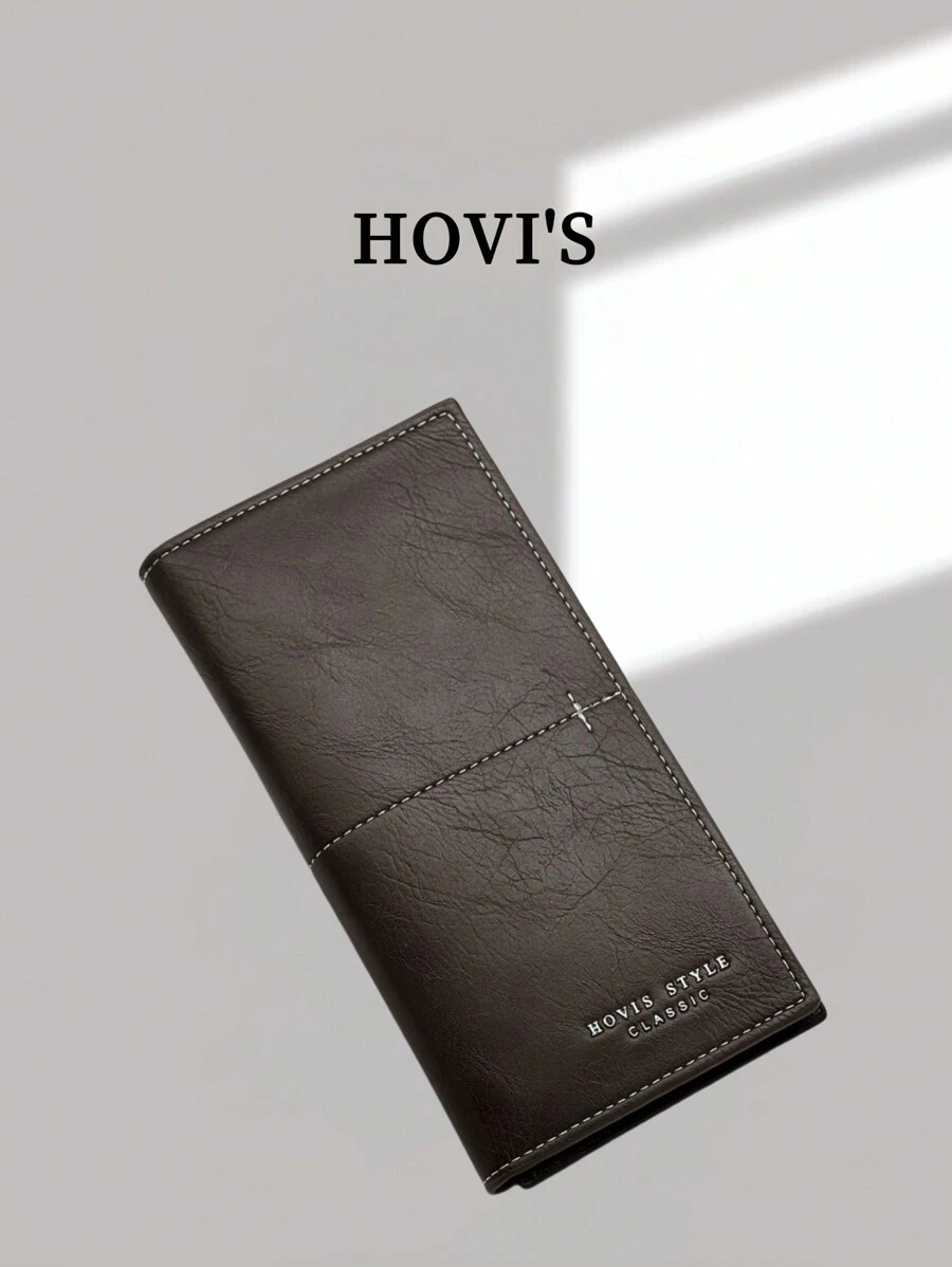 HOVI'S 时尚商务复古简约长款男士钱包大容量多卡位日常通勤旅行钱包圣诞假期钱包复古包男士包男士礼物旅行必备品爸爸礼物男士钱包手拿包手包男士钱包情人节钱包节日必备品男士贴纸包冬季棕色包情人节礼物男士情人节礼物复古校园运动生活 - 棕色 - 查看 1