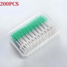 200/120/20支/盒牙线棒牙齿清洁牙间刷牙线棒口腔卫生护理超细牙线 - 彩色 - 查看 12