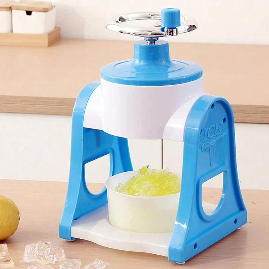 1 juego de raspador de hielo de mano Hogar mini granizo máquina de hielo manual trituradora de hielo trituradora de hielo máquina de batido máquina de hielo continuo - Azul - Ver 1