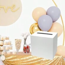 White Card Box/White Foil Wedding Gift Mailbox Cardboard Holder, For Wedding Reception, Shower, Anniversary, Birthday Party, Graduation Tabletop Decor, Envelope Party Money Gift Box Blessing, Wedding, Birthday, Festival, Themed Party, Donation, Gift Card, Celebration Card, Dedication