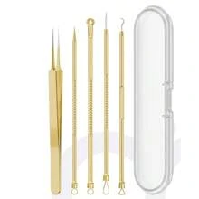 Set de 4/5/7/9 piezas de herramientas de acero inoxidable para extracción de acné y puntos negros, sin olor, para limpieza facial con puntas para piel normal, extractor de espinillas, puntos blancos y quistes para nariz y rostro