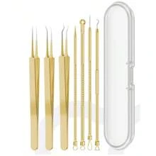 Set de 4/5/7/9 piezas de herramientas de acero inoxidable para extracción de acné y puntos negros, sin olor, para limpieza facial con puntas para piel normal, extractor de espinillas, puntos blancos y quistes para nariz y rostro