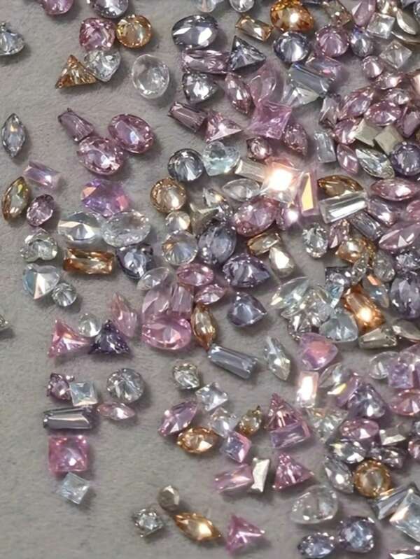 50 Stück Mini Eis Transparente Zirkonia Nail Art Charms - Super Glitzer, spitze Boden Strass für DIY Maniküre & Pediküre Dekorationen Nägel Nagelzubehör Nagel Gems