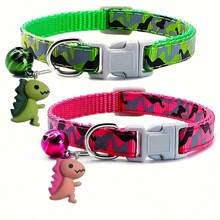 1 pieza Collar ajustable para mascotas con campana y pequeño juguete de dinosaurio, disponible en varios colores, adecuado para gatitos, cachorros y animales pequeños - Multicolor - Ver 18