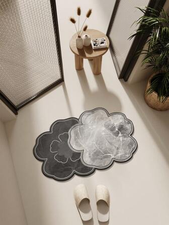 1pc Flower Pattern Bathroom Mat, Toilet Entrance Rug, Diatomaceous Earth Absorbent Mat, Anti-Slip Washroom Mat ,Room Decor
