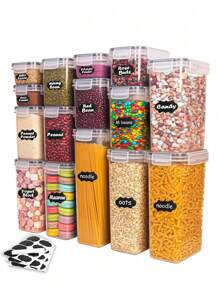 6/9/12/18pcs  Kitchen Gadgets,Sealed Pasta Boxes With LIDS, Labels And Markings - Versatile Containers For Pasta, Dry Food, Flour And Sugar - Kitchen Organizer And Storage, Dishwasher Safe,Stocking Stuffers For Women,Local Warehouse,Vanity