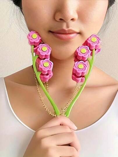 1pc Face Massager, Face Massage, Flower Massage Roller, V Face Tightening Lift, Multi-Function Manual Massage Tool, Yoga Pilates Massager