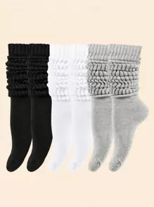 3/4/6/8 Pairs Women's Multifunctional Comfortable Black, White, Gray Faux Leather Socks, Foldable, Size: (36~39) (39~42) - Multicolor - View 1