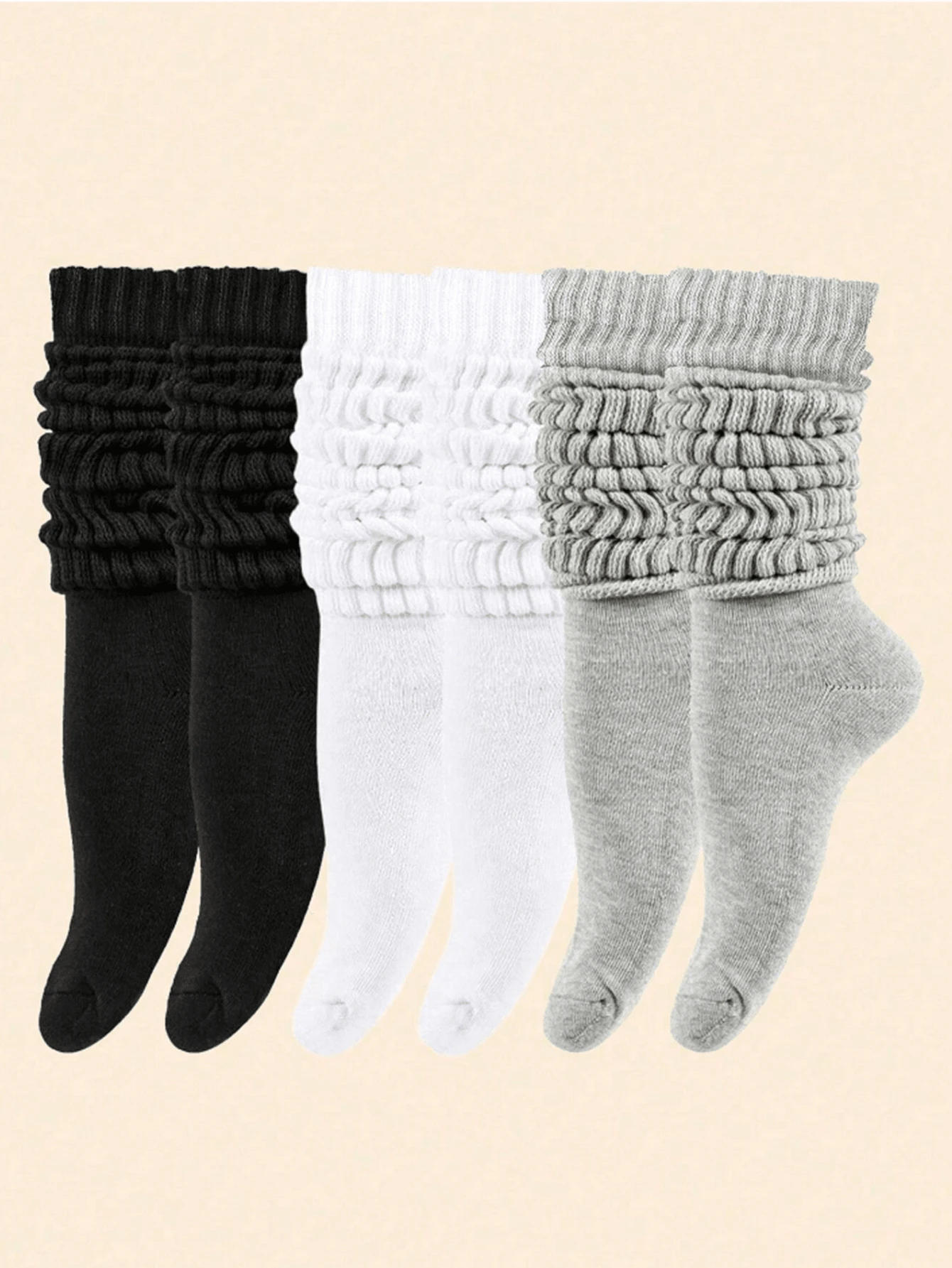 3/4/6/8 Pairs Women's Multifunctional Comfortable Black, White, Gray Faux Leather Socks, Foldable, Size: (36~39) (39~42) - Multicolor - View 1