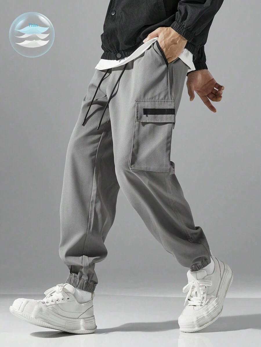 Pantalones cargo casuales, versátiles y minimalistas para hombres - Gris - Ver 1