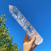 1pc Stunning Clear Quartz Tower,Energy Balance, Healing Stones Pillar-Polished Transparent Hexagonal Pillar ,Home Deacoration Stone,Holiday Ornament,The Best Choice For Crystal Collectioner ,The Preferred Gift For Family, Friends, And Elders During Festivals