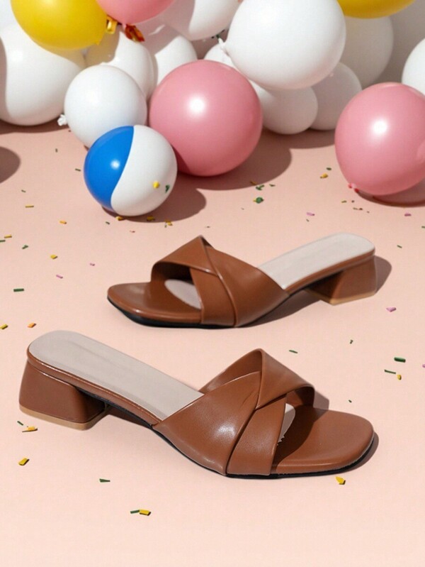 Black Chunky Heel Open Toe Sandals, High Heel Sandals, Work Shoes, Outdoor Sandals, Solid Color Women Shoes, Fashion Women Shoes