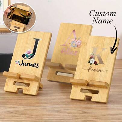 Nama Tersuai Tempatan Telefon Kayu Asli Pemegang Mudah Alih Boleh Ditanggal Sesuai Untuk Meja Pejabat Atau Hiasan Rumah Pemegang Paparan Penyusun Kayu Pepejal Tahan Lama Reka Bentuk Mudah Dipasang Hadiah Ideal Untuk Pencinta Minimalis