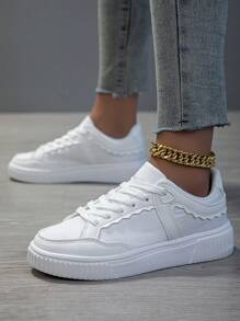 Damen Lässig Sneakers, modische kleine weiße Schuhe, leichte Skaterschuhe im Straßen-Stil