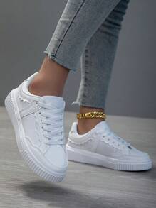 Damen Lässig Sneakers, modische kleine weiße Schuhe, leichte Skaterschuhe im Straßen-Stil