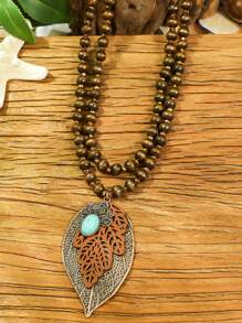 1pc Retro Leaf Necklace (Random Packaging, No Gift Box) - Multicolor - View 7