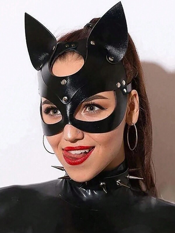 1 peça Máscara de couro feminina e masculina, decoração, gótica, punk, acessórios para festa de fim de ano, cosplay, adequada para festas de fim de ano e diversão para casais