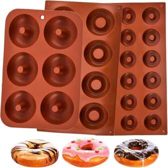 3pcs/1pc6/8/18 Cavity High-Grade Silicone Cake Mold Chocolate Donut Baking Mold - Non-Stick Heat-Resistant Baking Plate, Suitable For All Levels Of Baking Enthusiasts, Home Baking - Professional Baking - Baking Mold Home Restaurant Homemade Delicious Excellent Choice
