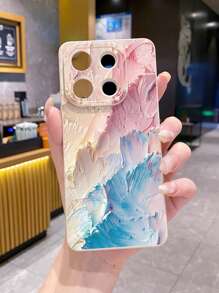 1pc Blue & Pink Gradient Shockproof Phone Case Compatible With Iphone/Compatible With Galaxy/Compatible With Infinix/Compatible With Redmi/Compatible With OPPO/Compatible With VIVO/Compatible With Realme,International Version, Not The Domestic Version - Beige - View 3