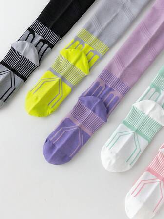 1 双女士功能性压缩小腿袜，专业运动健身跑步跳绳长袜，带缓冲功能