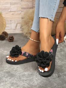 Tongs pour femmes à fleurs minuscules faites à la main avec nœud, tongs femmes pour plage