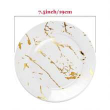 25 piezas Platos de cena de mármol blanco reutilizables y lavables, adecuados para la cocina occidental, reuniones familiares, trabajo en equipo, bodas y talla grande
