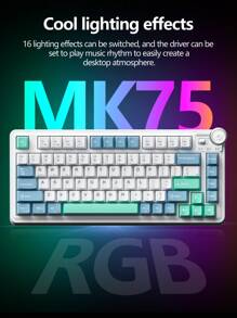 LINBAO LINGBAO MK75 Wireless Mechanical Keyboard - Tri-Mode Connection, Hot-Swappable, Compatible, RGB Backlight, 4000mAh Battery, Dual Light Strips, Multimedia Knob