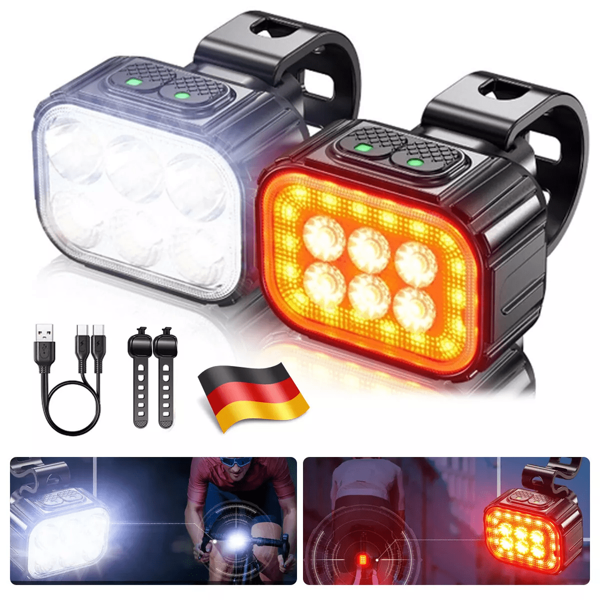 LED Akku Fahrradlicht Set USB Vorne Hinten Lampe Fahrradbeleuchtung Scheinwerfer Wasserdicht und langlebig