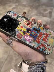 Cartoon Pattern Shock-Proof Hard Phone Case Compatible With Iphone 16 Pro/11/12/13/14/15 - 彩色 - 查看 2