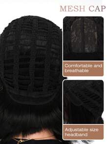 Black Wig Short Bob Wig Women Short Straight Hair Natural Look Costume Wig With Bangs Soft Natural Synthetic Heat Resistant Wig For Party Cosplay Halloween Christmas Wig Carnival 12 Inch Easily Wear