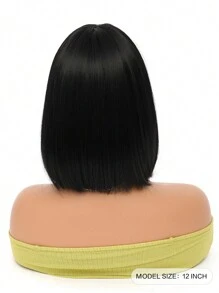 Black Wig Short Bob Wig Women Short Straight Hair Natural Look Costume Wig With Bangs Soft Natural Synthetic Heat Resistant Wig For Party Cosplay Halloween Christmas Wig Carnival 12 Inch Easily Wear