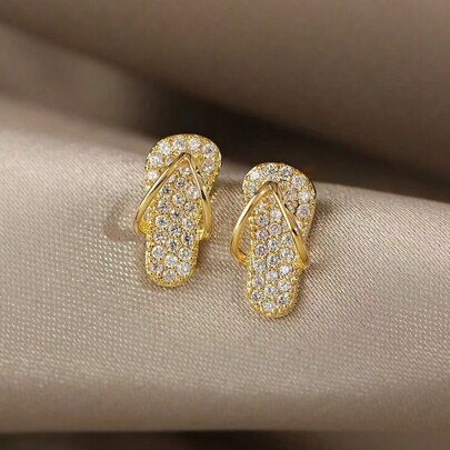 2pcs Minimalist Chic Mini Slippers, Jewelry Earring Style, Suitable For Everyday Wear For Women