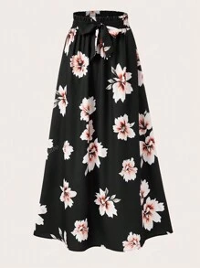 Plus Size Casual Floral Print Long Skirt