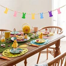 1 szt. Wielkanocny dzień drewniane koraliki girlanda z kolorowym króliczkiem w kształcie, wiosenny motyw królika koraliki taca warstwowa dekoracja, rustykalny baner wiejski na obchody Wielkanocy, ekspozycja półki, kominek, ściana