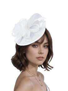 1 件女士迷人帽子羽毛德比茶会帽茶会头带发饰，德比帽迷你帽子小帽子迷你高顶礼帽迷你帽