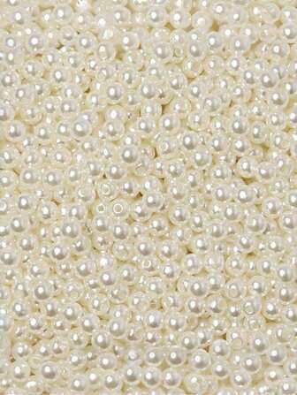 500 Pieces/1000 Pieces, 4mm/6mm/8mm/10mm Water Milled ABS Beige And Pure White Faux Pearl Straight Hole Round Beads, Suitable For DIY Phone Chain Bags, Tassels, Hair Clips, Bracelets, Anklets, Beads And Accessories