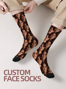 1 Pair Custom Face Socks, Custom Photo Sock, Custom Printed Socks, Personalized Funny Face Socks, Custom Picture Socks, Put Any Face On The Socks, Anniversary Gift Adorable,Contracted,Funny,Cozy Custom,Personalized,Unique,Customized Personalized Gifts For Men/Women Ideal Gifts For Him Boyfriend,Friends Bedroom,For Weddings,For Holiday,For Anniversaries,For Birthdays, Fall - Multicolor - View 5